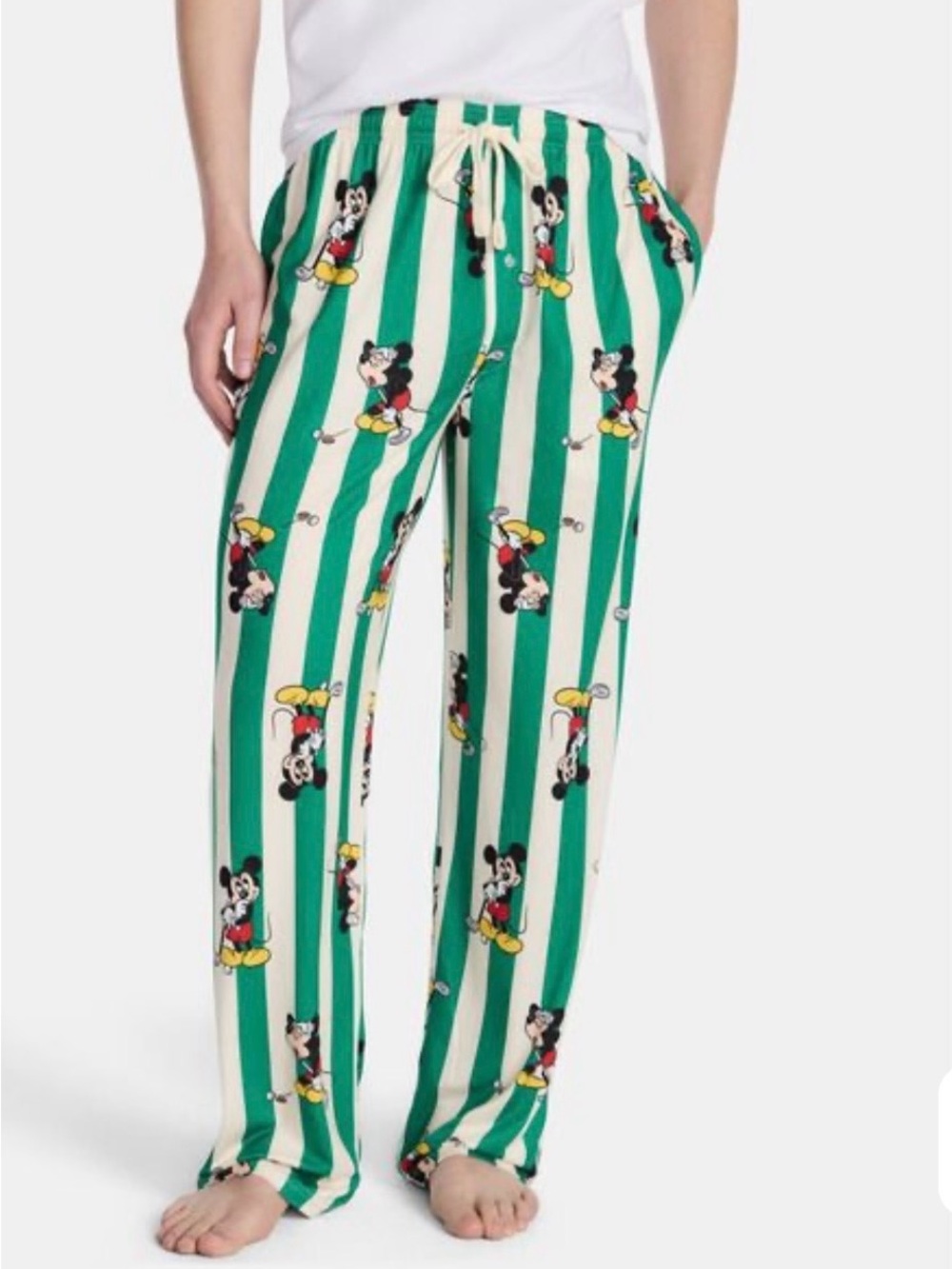 Disney Green & White Striped Mickey Mouse Lounge Pants